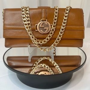 100% Authentic. Gucci Brown Leather Long Wallet (Bi-Fold)